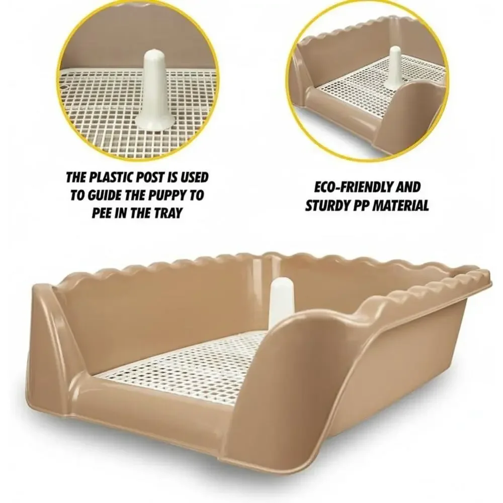 Small Medium Pet Indoor Dog Potty Tray w/ Grate Puppy Training Toilet Litter Box